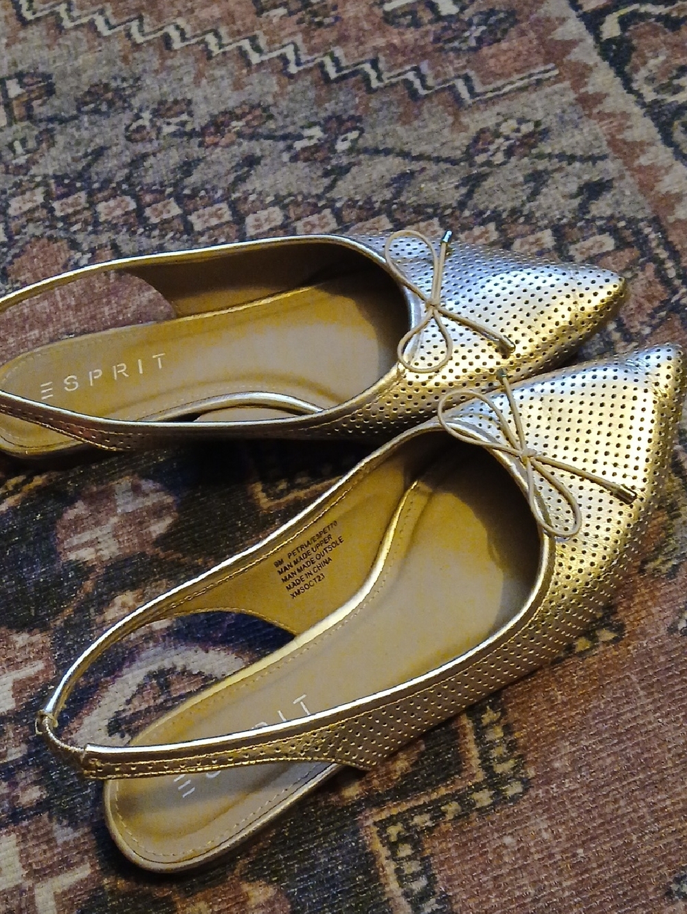 Esprit Metallic Gold Pointed Slingback Flats